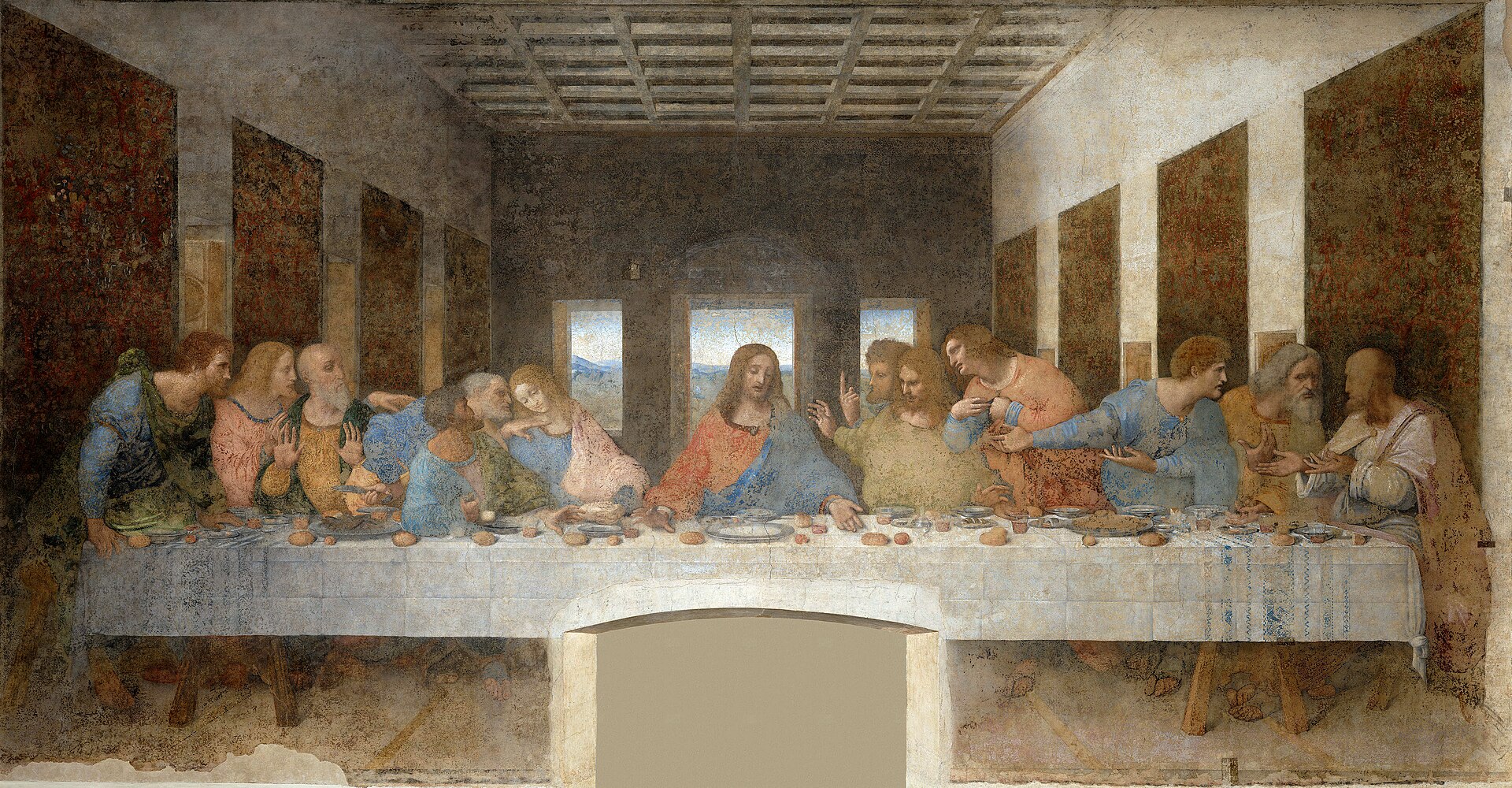 Imagem de referência relacionada a A Última Ceia, item descrito como fresco de Leonardo da Vinci