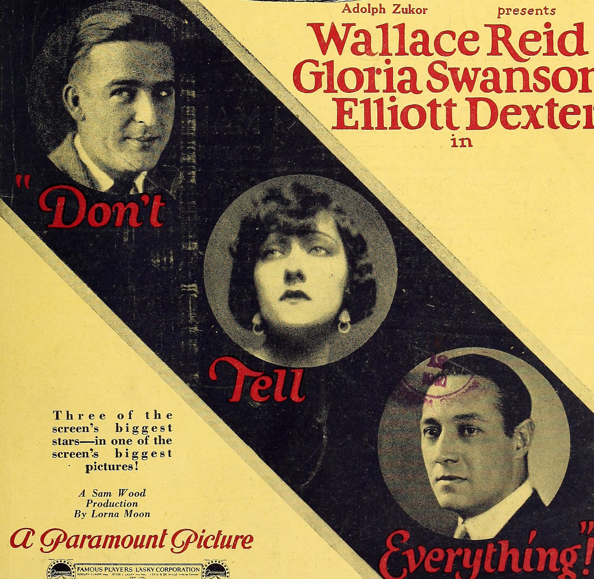 Imagem de referência relacionada a Don't Tell Everything, item descrito como filme de 1921 dirigido por Sam Wood
